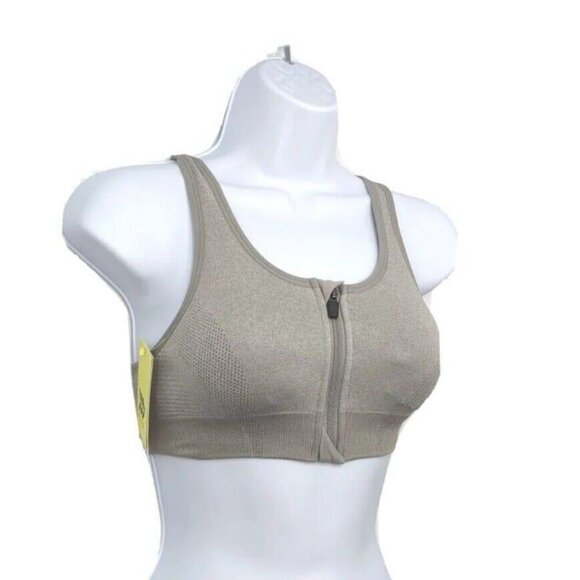 All in Motion Womens Sports Bra Seamless Front Zip Medium Support Gray Sz XS NEW - Picture 9 of 10
